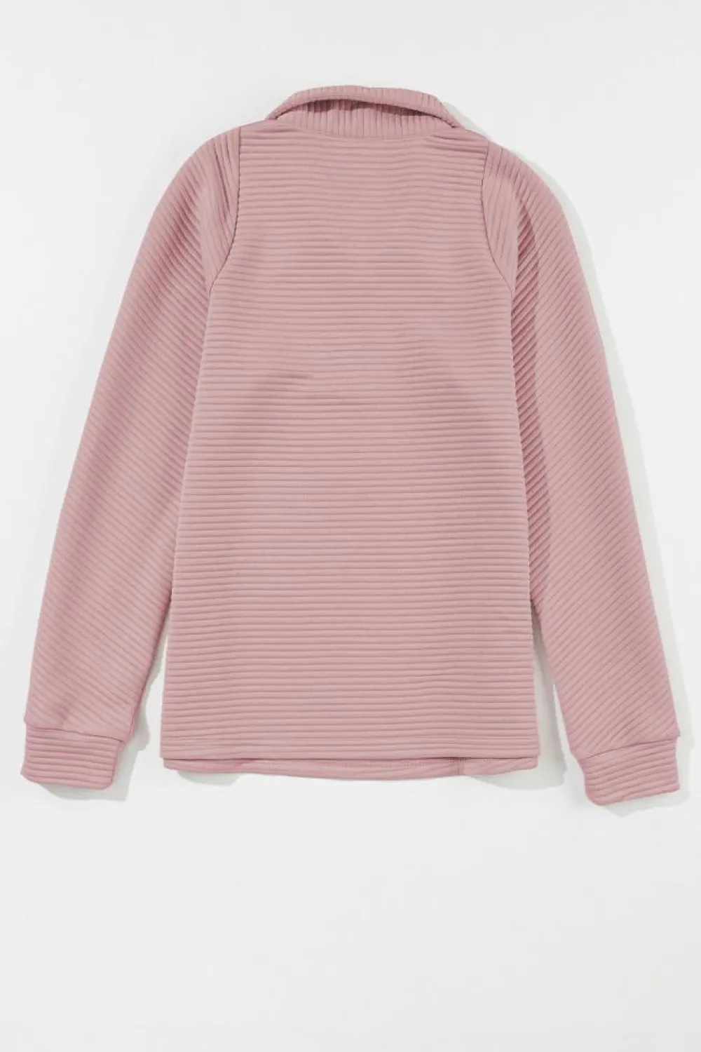 Best Dear-Lover Ribbed Texture Quarter Zip Sweatshirt Peach Blossom