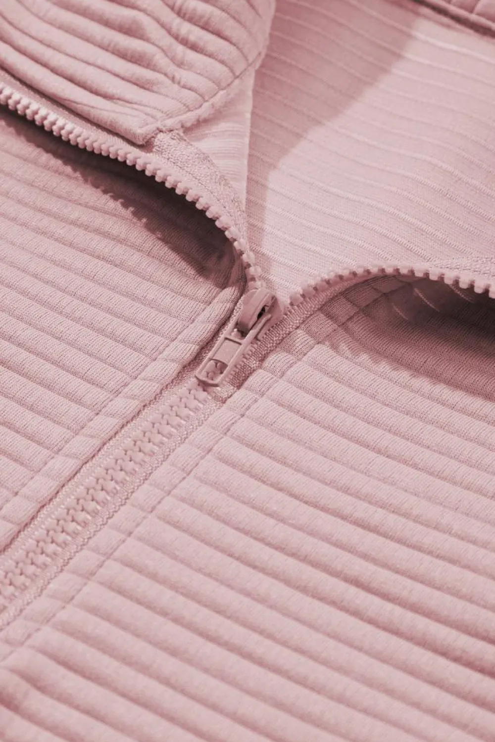 Best Dear-Lover Ribbed Texture Quarter Zip Sweatshirt Peach Blossom