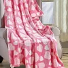 Clearance Dear-Lover Valentines Vibe Heart Print Soft Flannel Large Blanket Peach Blossom