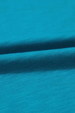 Discount Dear-Lover Metallic Sheen Edge Scoop Neck Tank Top Peacock Blue