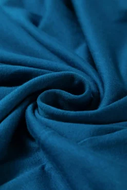Sale Dear-Lover Short Sleeve Shirred High Waist V Neck Maxi Dress Peacock Blue