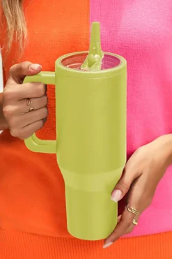 Outlet Dear-Lover Frosted Stainless Handle Large Vacuum Cup with Straw 40oz Pear Green