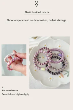 Clearance Dear-Lover 15 pcs/box Elastic Braided Hair Tie Phalaenopsis