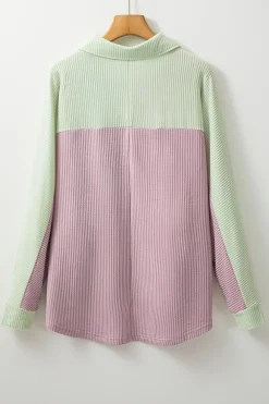 Best Dear-Lover Color Block Corded Buttoned Oversized Shacket Phalaenopsis