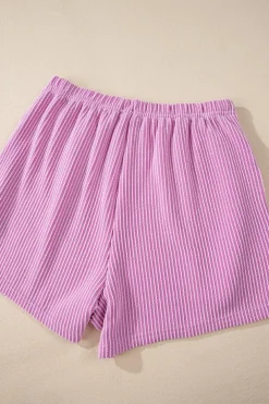 Sale Dear-Lover Corded Knit Long Sleeve Top and High Waist Shorts Set Phalaenopsis