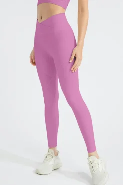 Discount Dear-Lover Exposed Seam Textured Cross Waist Gym Leggings Phalaenopsis