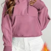 Outlet Dear-Lover Fleece Lined Zip Up Stand Collar Thumbhole Sleeve Sweatshirt Phalaenopsis