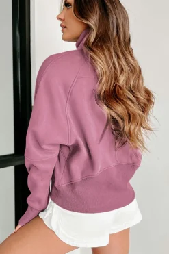 Outlet Dear-Lover Fleece Lined Zip Up Stand Collar Thumbhole Sleeve Sweatshirt Phalaenopsis