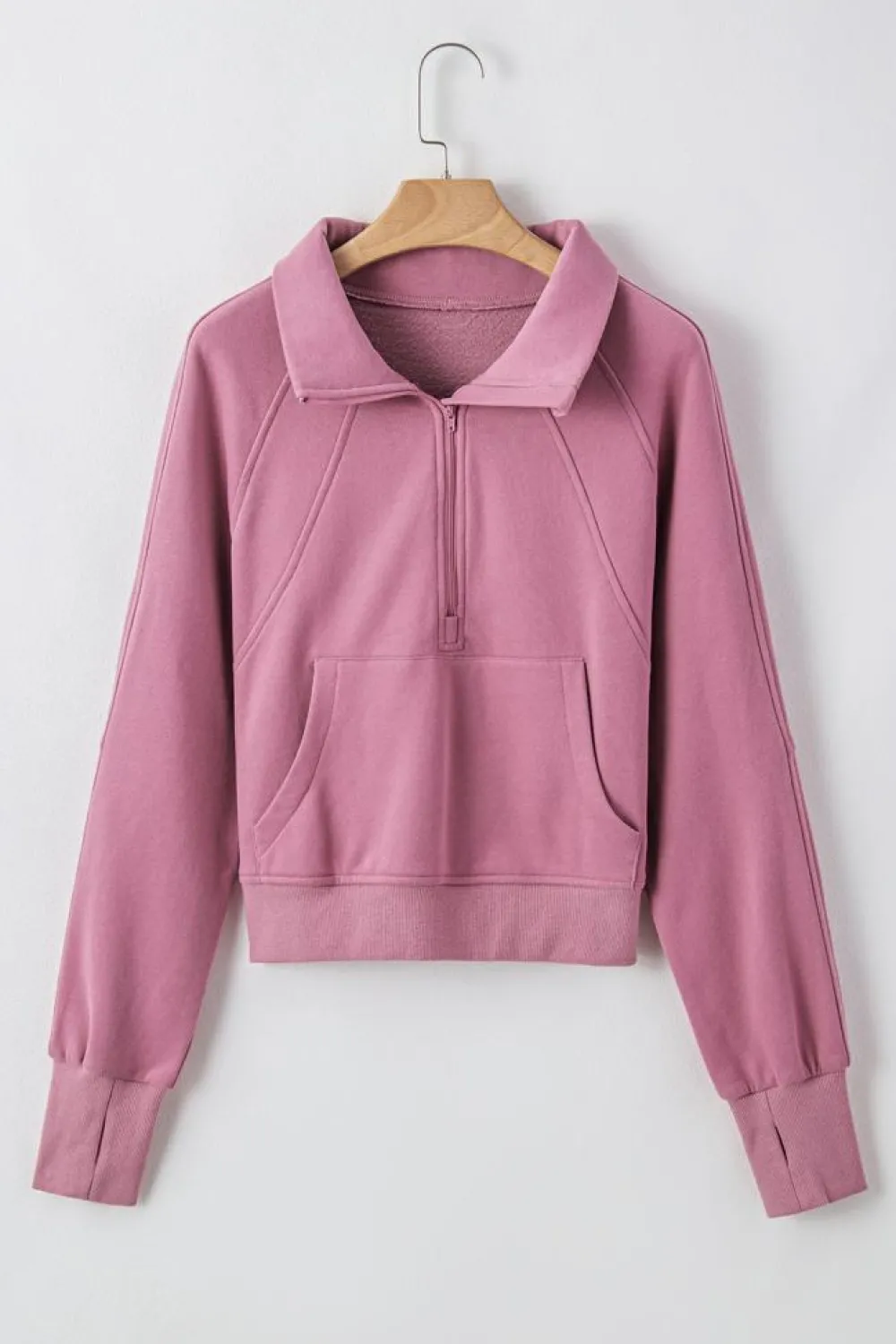 Outlet Dear-Lover Fleece Lined Zip Up Stand Collar Thumbhole Sleeve Sweatshirt Phalaenopsis