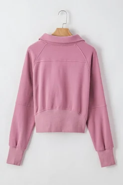 Outlet Dear-Lover Fleece Lined Zip Up Stand Collar Thumbhole Sleeve Sweatshirt Phalaenopsis