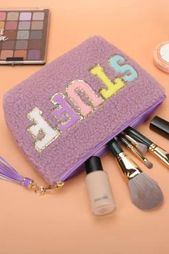 Outlet Dear-Lover Sparkle Letter Pattern Tassel Zipper Makeup Bag Phalaenopsis