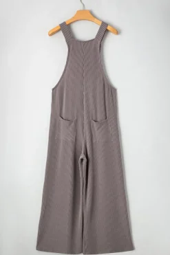 Clearance Dear-Lover Corded Adjustable Straps Wide Leg Loose Overall Philippine Gray