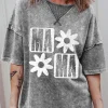 Best Dear-Lover MAMA Daisy Flower Graphic Mineral Wash Drop Shoulder Vintage Tee Philippine Gray