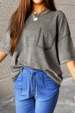 Online Dear-Lover Mineral Wash Half Sleeve Boyfriend Vintage T Shirt Philippine Gray