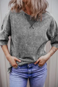 Online Dear-Lover Mineral Wash Exposed Seam Drop Shoulder Oversized Tee Philippine Gray