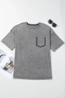 Online Dear-Lover Mineral Wash Half Sleeve Boyfriend Vintage T Shirt Philippine Gray