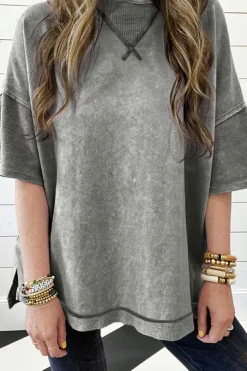 Online Dear-Lover Mineral Wash Exposed Seam Drop Shoulder Oversized Tee Philippine Gray