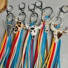 Online Dear-Lover Rhinestone Steer Head Colorful Tassel Key Ring Philippine Gray