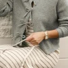 Hot Dear-Lover Ribbed Knit Bow Front Buttoned Cardigan Philippine Gray