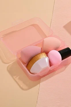 Sale Dear-Lover 3 Makeup Sponge and Foundation Brush Set Pink