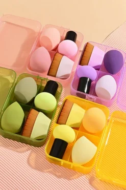 Sale Dear-Lover 3 Makeup Sponge and Foundation Brush Set Pink