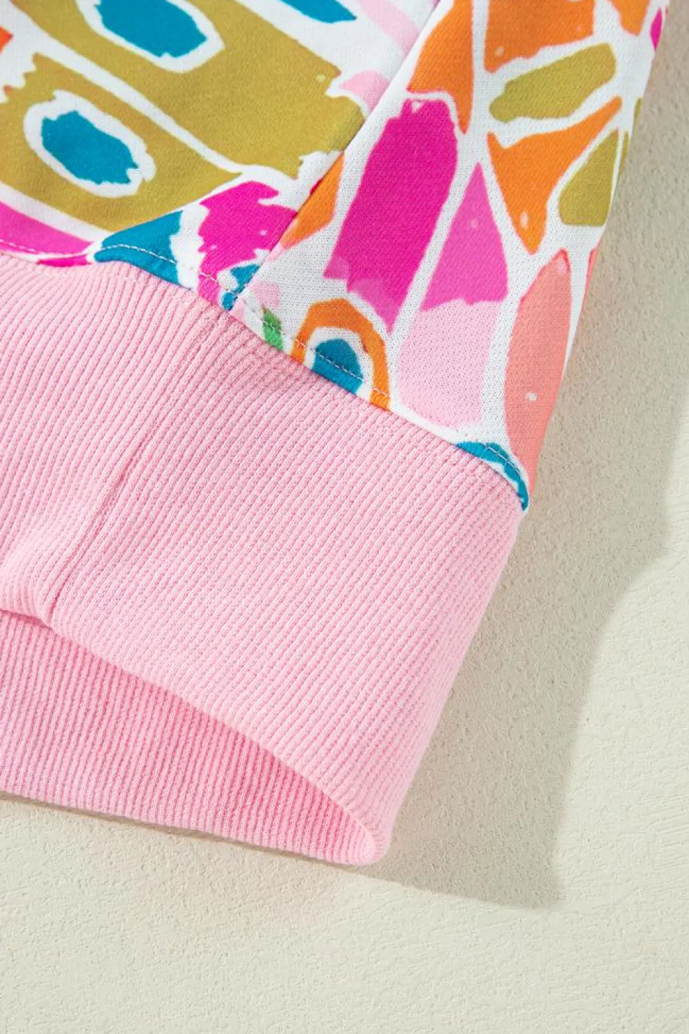 Discount Dear-Lover Abstract Printed Drop Shoulder Loose Sweatshirt Pink