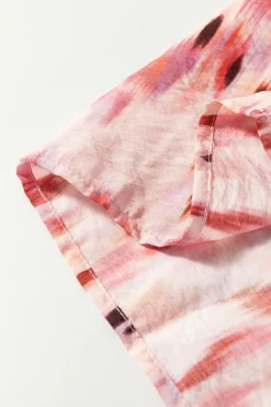 New Dear-Lover Abstract Watercolor Tie Dye Tiered Maxi Skirt Pink