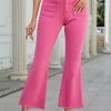 New Dear-Lover Ankle-length Flare Leg Raw Hem Jeans Pink
