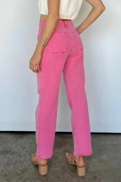 New Dear-Lover Ankle-length Flare Leg Raw Hem Jeans Pink