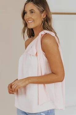Discount Dear-Lover Asymmetric Tie On Shoulder Sleeveless Top Pink