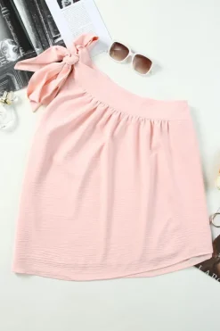 Discount Dear-Lover Asymmetric Tie On Shoulder Sleeveless Top Pink