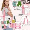 Clearance Dear-Lover BEACH Chenille Patched Large Clear PVC Shoulder Bag Pink