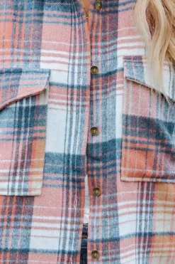 New Dear-Lover Black/ Plaid Flap Pockets Shacket Pink