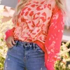 Fashion Dear-Lover Bleached Cheetah Print Sweatshirt Pink