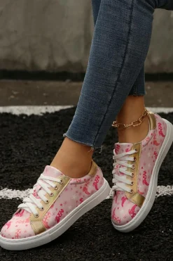 Online Dear-Lover Boots Print PU Leather Lace-up Shoes Pink