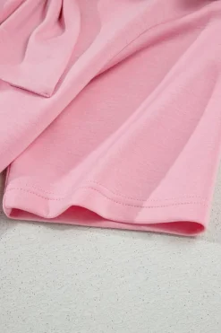 Outlet Dear-Lover Bow Applique Half Sleeve T-shirt Pink
