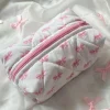 Best Dear-Lover Bow Knot Quilted Zipper Makeup Bag Pink