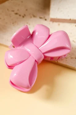 Sale Dear-Lover Bow Knot Shape Glossy Hair Claw Clip Pink