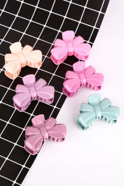 Sale Dear-Lover Bow Knot Shape Glossy Hair Claw Clip Pink