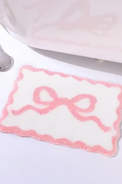Discount Dear-Lover Bow Knot Water Absorption Entrance Ground Mat Pink