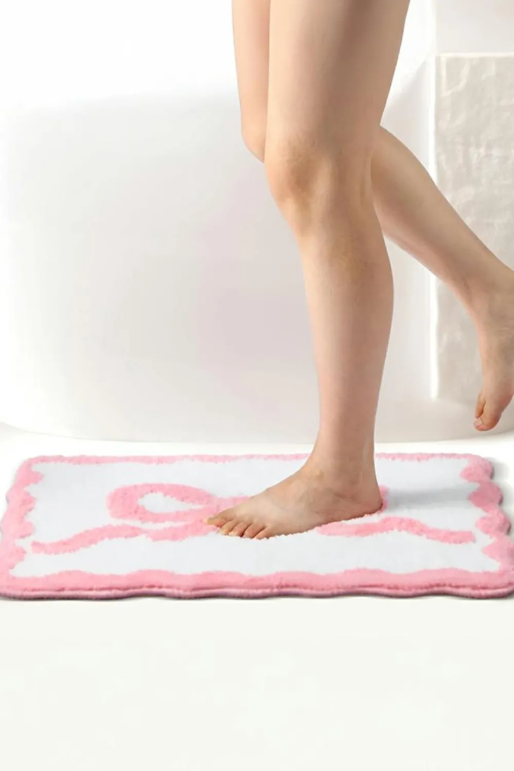Discount Dear-Lover Bow Knot Water Absorption Entrance Ground Mat Pink