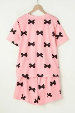Sale Dear-Lover Bow Printed Short 2pcs Lounge Set Pink