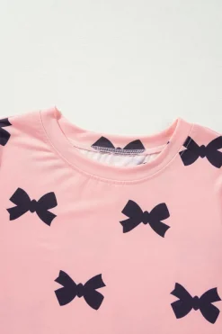 Sale Dear-Lover Bow Printed Short 2pcs Lounge Set Pink