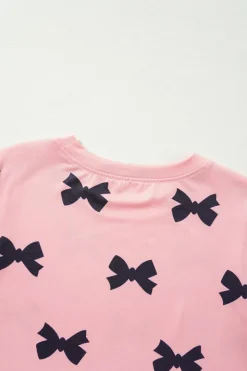 Sale Dear-Lover Bow Printed Short 2pcs Lounge Set Pink