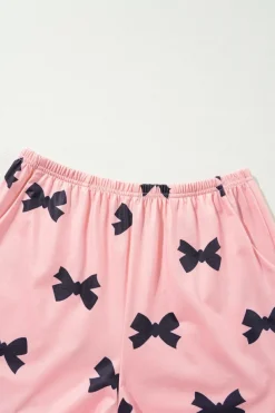 Sale Dear-Lover Bow Printed Short 2pcs Lounge Set Pink