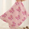 New Dear-Lover Bow Tie Print Corduroy Makeup Bag Pink