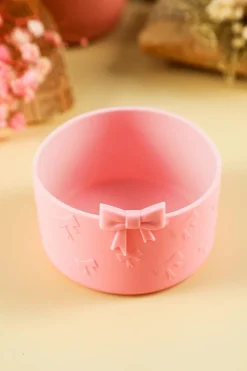 Discount Dear-Lover Bowknot Decor Food Grade Silicone Cup Sleeve Pink