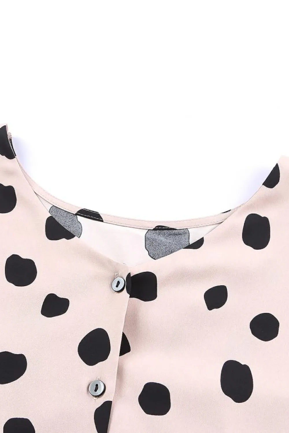 Fashion Dear-Lover Button Frill Cuffs Oversize Puff Sleeve Blouse Pink