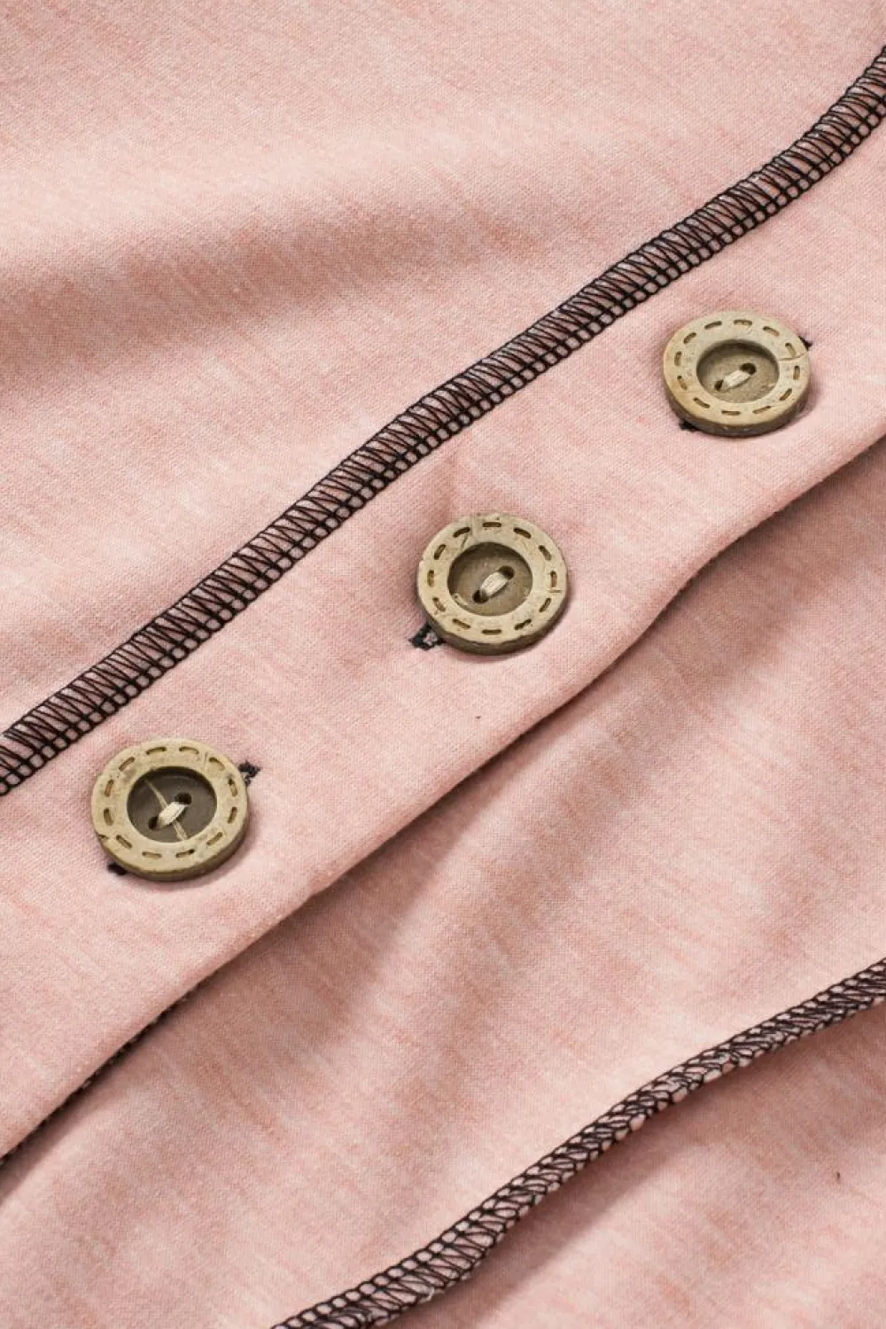 Best Dear-Lover Buttons Front Princess Line Out Seam Hoodie Pink