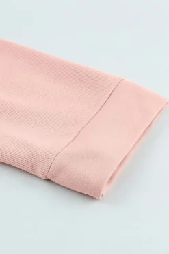 Best Dear-Lover Casual Button Solid Patchwork Trim Hoodie Pink